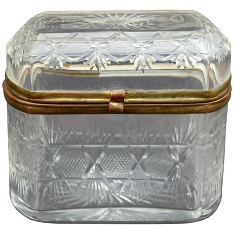 price for metal trinket box with glass in lid|vintage glass trinket box.